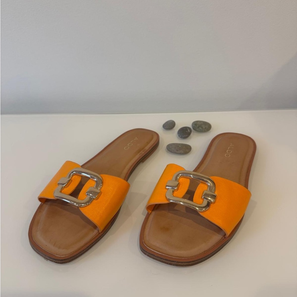 Aldo Orange Slide Sandals with Minimalist Design